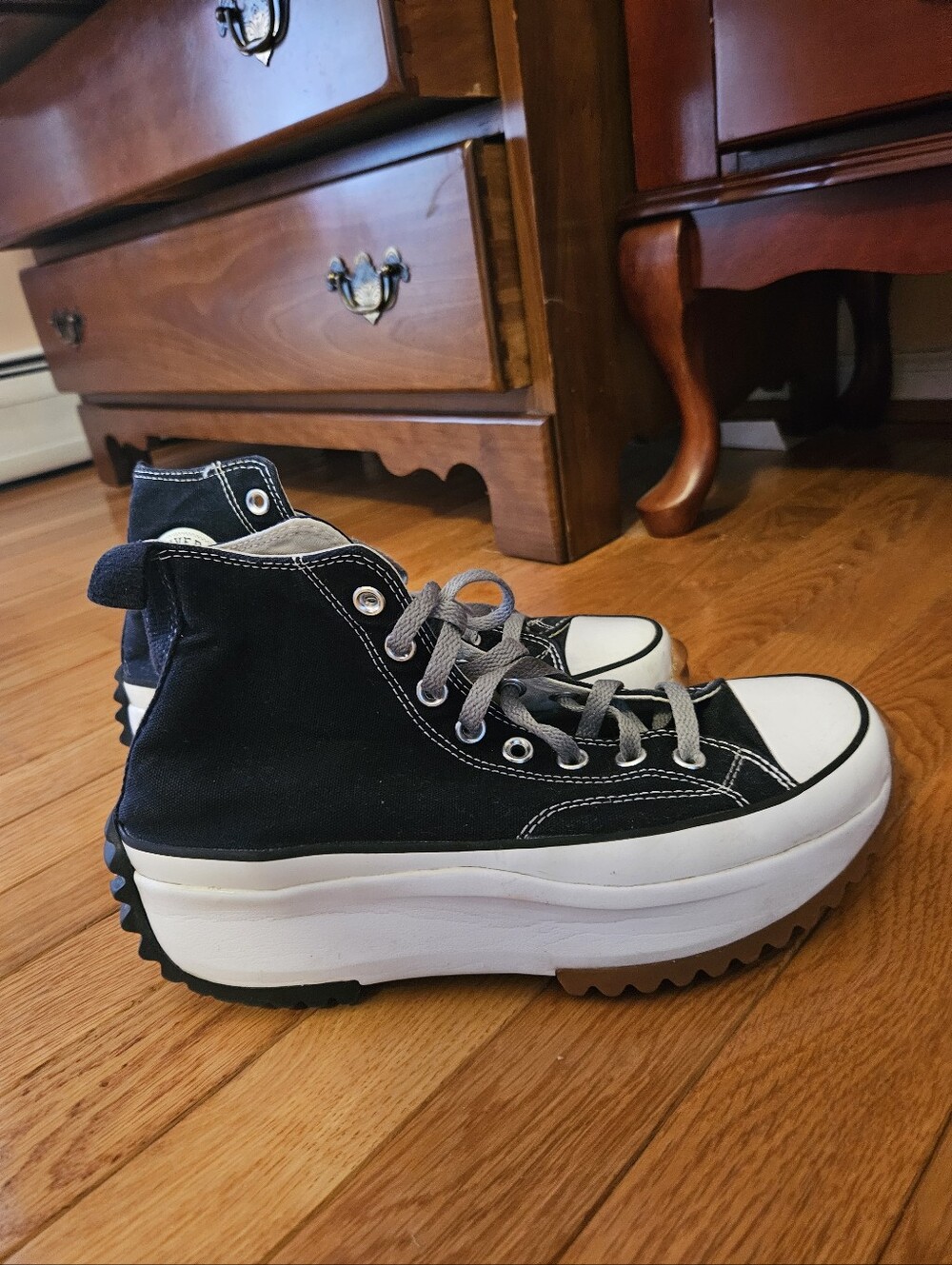 Black Platform High-Top Sneakers for Women - Canvas Lace-Up